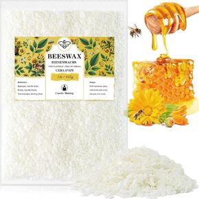 Organic Beeswax pellets 0.44LB, VEGISHINE Pure and Natural White Beeswax for Candle Making, DIY Skin Care, Lip Balm, Polishing, Lotion, Soap, Candle Making Supplies