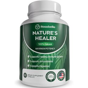 Rosabella Natural Healer – Organic Superfood Immune & Digestive Support – 60 Capsules – Plant-Based Supplement for Detox, Bloating Relief, and Gut Wellness for Women & Men