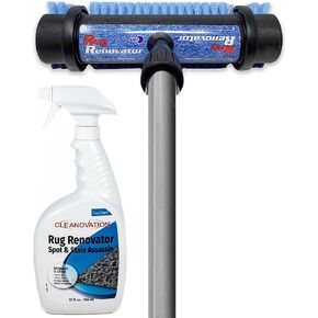 Rug Renovator Floor Scrub Brush with Long Handle, Scrape Brush Stiff Bristle Scrubber, Cleaning for carpet pet stains and odors, 32 Fl oz Carpet Shampoo