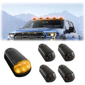 5PCS Solar Cab Lights For Truck,No-Drill Installation, Waterproofing,Vibration Sensor Marker Lights,Wireless Led Roof Lights For Car Cab,Solar Powered Cab Lights,No Remote (Yellow light)