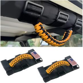 2PCS Roll Bar Grab Handles, Oxford Cloth Upgrade Metal Buckle Paracord Grip Handles, Durable and Strong Car Accessories, Compatible with Wrangler JL, JLU, JT, JK, JKU, TJ, LJ and YJ (Blue)