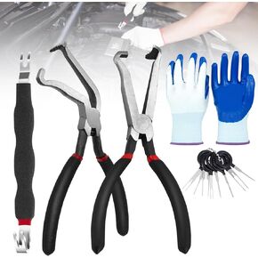 (6Pcs) Electrical Disconnect Pliers 60 Degree for Cars, Automotive Electrical Connector Fuel Line Disconnect Separator Terminal Removal Tools Set Hose Separator Wire Plug Clip Sensor Pliers