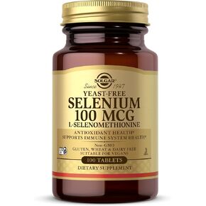 Solgar Yeast-Free Selenium 100 mcg - 100 Tablets - Supports Antioxidant & Immune System Health - Non-GMO, Gluten Free, Dairy Free, Kosher - 100 Servings