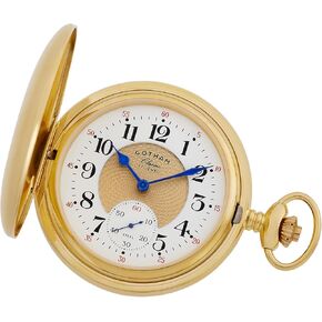 Gotham Men's Classic Gold-Plated Polished Case Double Hunter 17 Jewel Mechanical Pocket Watch # GWC18810G