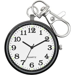 Minimalist Ultra Thin Open Face Quartz Pocket Watch with Key Buckle Unisex Portable Unisex Pocket Watch