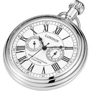 Dentily Vintage Copper Train London Design Hand Winding Mechanical Pocket Watch Mens Watches