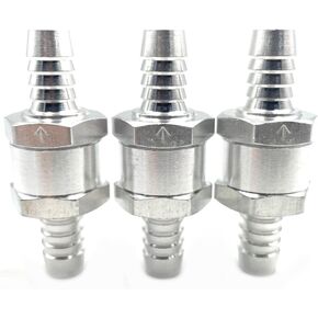 Bstenky 3 Packs Aluminium Alloy Silver 3/8'' 10mm Non Return One Way Check Valve for Fuel Line Oil Petrol Diesel (DDD470)