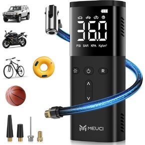 Tire Inflator Portable Air Compressor, 10000mAh Cordless Air Pump for Car Tires, 150PSI Electric Bike Tire Pump with Pressure Gauge, LED Light for Motorcycle, Bicycle, Ball, Car Accessories