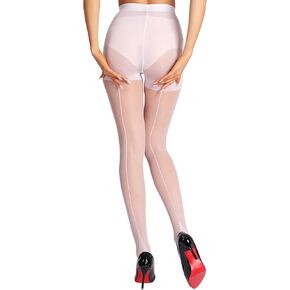 Honenna Back Seam Pantyhose للنساء الجوارب السوداء الشفوية مع خط أسفل السيطرة على الجوارب العلوية