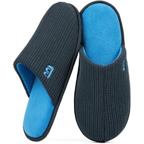 LongBay Mens House Slippers Comfy Knit Scuff Lightweight Memory Foam Slip On Bedroom Shoes for Indoor Outdoor Travel