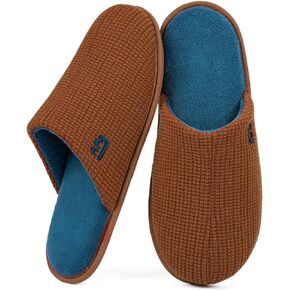 LongBay Mens House Slippers Comfy Knit Scuff Lightweight Memory Foam Slip On Bedroom Shoes for Indoor Outdoor Travel in Kuwait