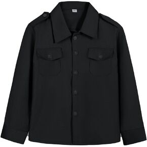 Boys Long Sleeve Button-Down Shirt Kids Casual Western Shirts Tops with Two Pockets