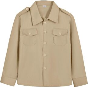 Boys Long Sleeve Button-Down Shirt Kids Casual Western Shirts Tops with Two Pockets in Saudi Arabia