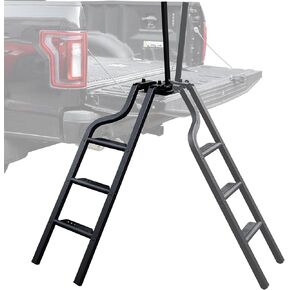 42" Aluminum Rotatable Universal Pickup Truck Tailgate Ladder with Handle, Foldable Heavy Durty Truck Ladder Folding Tailgate Step with Handrail for F150/Ram 1500 Accessories