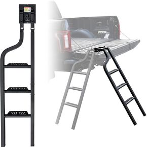 Kewisauto Pickup Pickup Truck Sailgate Ladder ، 45 "الألومنيوم الثقيل 360 درجة قابلة للتدوير قابلة للطي خطي خطوة خلفية لفورد F250 ، دودج رام 2500 إلخ.