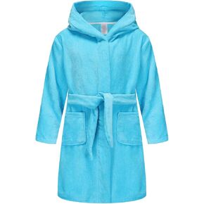 Boys Girls Hooded Robe Soft Touch Robe Kids Terry Cloth Cotton Spa Bathrobe Sleepwear 2-14 Years