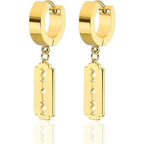 Xusamss Punk Jewelry Body Piercing Stainless Steel Huggie Hoop Earrings Blade Drop Dangle Earrings