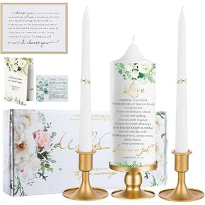 Extrogif Unity Wedding Candles Ceremony Set - 3 Floral Candles Set with Gold Holders, Elegant Wedding Decorations for Ceremony, Religious Bible Verse - Gifts for Couples 2025