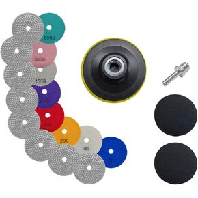 12/16 PCS 4 Inch Diamond Polishing Pads, Wet&Dry, 30-6000 Grit, Multi Color, Compatible with Angle Grinder, Electric Driller, Rotary Tools