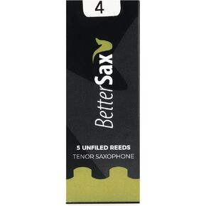 BetterSax Tenor Saxophone Jazz Cut Reeds - Strength 4.0 (5-pack), Perfect for Jazz Ensemble Performances and Advanced Players