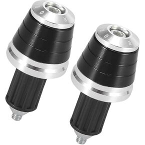 Motoforti 2pcs Universal 18mm Hand Grips Handlebar End Caps Plug Bar End Non-Slip for Motorcycle Silver Tone Long-lasting