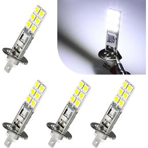 4 أجهزة كمبيوتر مصباح ضباب سيارة ، 6000K مصابيح سيارة LED مقاومة للماء ، 12V 5050 رقاقة عالية السطوع مضادات الفخار ، مناسبة لمعظم السيارات (بيضاء #H3)
