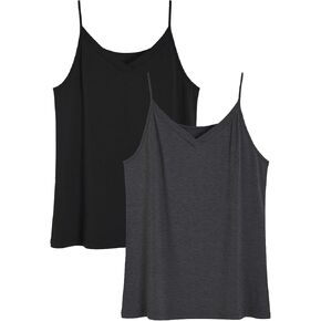 Latuza Women's Bamboo Viscose Cami Pajamas Top V Neck Camisole Tank Tops 2 Pack