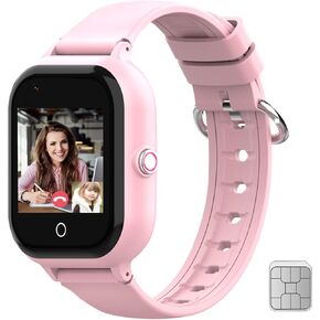 wonlex Kids Smart Watch with GPS Tracker and Calling, 4G Smartwatches Girls Boys with SIM Card SOS Camera Voice Video Call School Mode for Kids Children Aged 4-12 Birthday Gifts (Pink)
