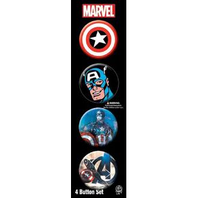 Licenses Products Captain America 4 Button Set, 1.25"