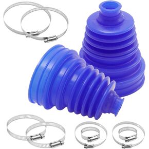 2Pcs Blue Silicone CV Joint Boot Kit, Universal Automotive CV Boots, 5 Inch 125-130 Mm Height Constant Velocity Joint Boots Set with Stainless Steel Clamps