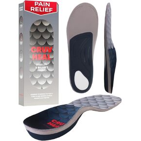 220+ lbs Plantar Fasciitis High Arch Support Insoles Men Women - Orthotic Shoe Inserts - Boot Work Shoe Insole (Cherry, L)