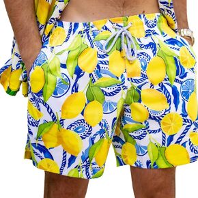 Men's Swim Trunks, Mid-Length Comfortable Swim Shorts, with Elastic Waistband, Mesh Lining, and Triple Stitched