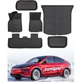 TAPTES New Model Y Juniper Floor Mats 2025 2026 | All-Weather Car Full Set | Front Rear Floor Liner Cargo Liners Trunk for Tesla Model Y | Rubber Carpet Interior Accessories 5 Seater | 6 PCS