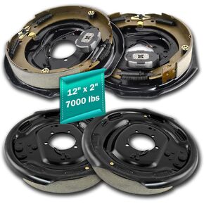 Trailer Electric Brake Assembly,12" x 2" Electric Brakes Kit for 7000 lbs Axle NOT Self-Adjusting 5-Hole Mounting, Backing Plates Trailer Brake Kit 2 Pairs 23-108-00/23-181-00