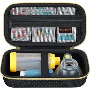 Canboc Carrying Case for Asthma Inhalers, Handheld Spacer for Kids and Adults, Face Masks, Space Chamber, Inhaler Spacer Case with Mesh Pocket fit Medicine and Other Essentials, Pink (Case Only)