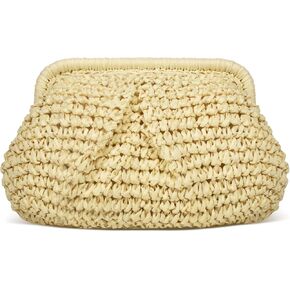 Straw Clutch Purse for Women, Cloud Dumpling Pouch, Straw Crossbody Shoulder Handbag, Summer Beach Woven Bag 2025