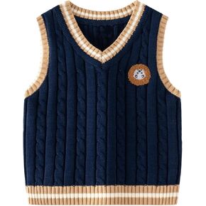 Boys' V-Neck Pullover Tank Top,Cable Knitted Academy Sweater Vest for Spring and Fall.