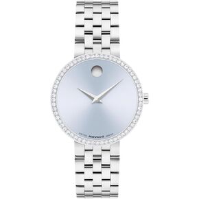 Movado Museum Classic Women's Watch - Swiss Quartz, Stainless Steel Bracelet - Lab-Grown Diamond Bezel - 30mm