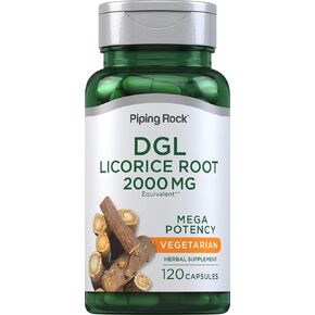 Piping Rock DGL Supplement | 2000mg | 120 Capsules | Licorice Root | Mega Potency | Herbal Extract | Vegetarian, Non GMO, Gluten Free