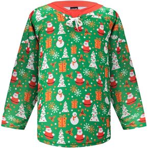 EALER Christmas Sublimated Practice Hockey Jersey Jacket with elk and Snow for Men and Boys