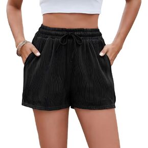 Summer Shorts for Women 2025 Trendy Elastic Waist Drawstring Pants with Pockets Beach Outfits Vacation Boho Clothes