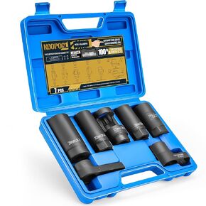 7-Piece Oxygen Sensor Socket Set, Master Sensor Socket Kit for O2 Sensors, Oil Pressure Units, Diesel Injectors, Thermal & Vacuum Switches