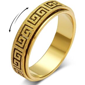 Fidget Spinner Ring for Coatiety Relief - Rotatable Rominals Design Key -key design fethelder gift for women & men ، حلقات فرقة الغزل للجنسين (حجم 6-10)
