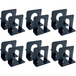 Huron Steel Non-Skid Metal Book Ends for Shelves Heavy Duty Bookends, Black, Pair (1/3/8/20/80 pr) (1)