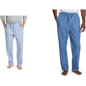 Nautica Men's Soft Woven 100% Cotton Elastic Waistband Sleep Pajama Pant, French Blue/Blue Bone (2 Pack), Large