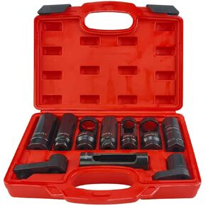 10 Piece Oxygen Sensor Socket Set Oxygen Sensor Removal Tool Set O2 Sensor Socket Set, Universal Oxygen Sensor