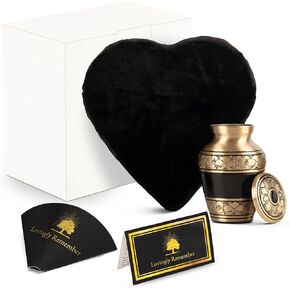 Mini Urns for Human Ashes Keepsake – Gold Brass and Chenille Velvet Heart Case