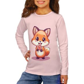 Girls Long Sleeve T Shirt Cute Cartoon Graphic Crewneck Shirt for Kids 3-16Y