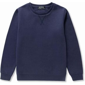 DOTDOG Unisex Youth Soft Brushed Fleece Basic Crewneck Pullover Sweatshirt for Boys or Girls (Age 7-8 Years)(navy, m)