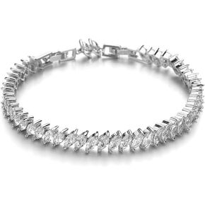 14K Gold Tennis Bracelet for Women - Sparkling Leaf Design with Moissanite Diamond Accents